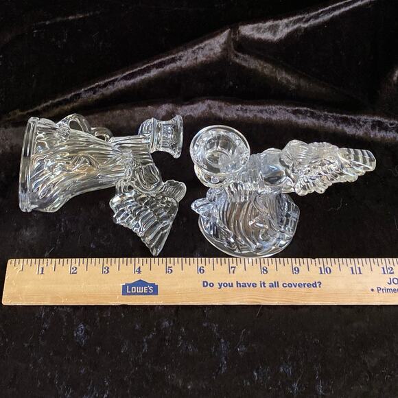 Pair Cherub Angel Candlestick Holders Mikasa Lead Crystal Clear Vintage Decor 2 - Picture 10 of 11
